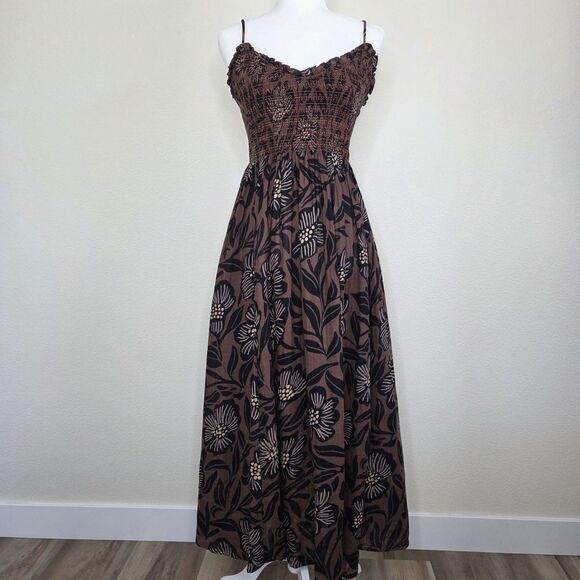 Free People Sweet Nothing Midi/Maxi Dress Women Med Brown Patina Combo Vacation - Picture 3 of 15
